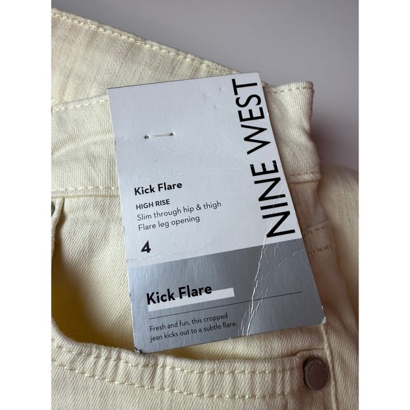 NWT Nine West Women's Cream Kick Flare High‎ Rise Cropped Jeans Size 4 - Picture 5 of 8